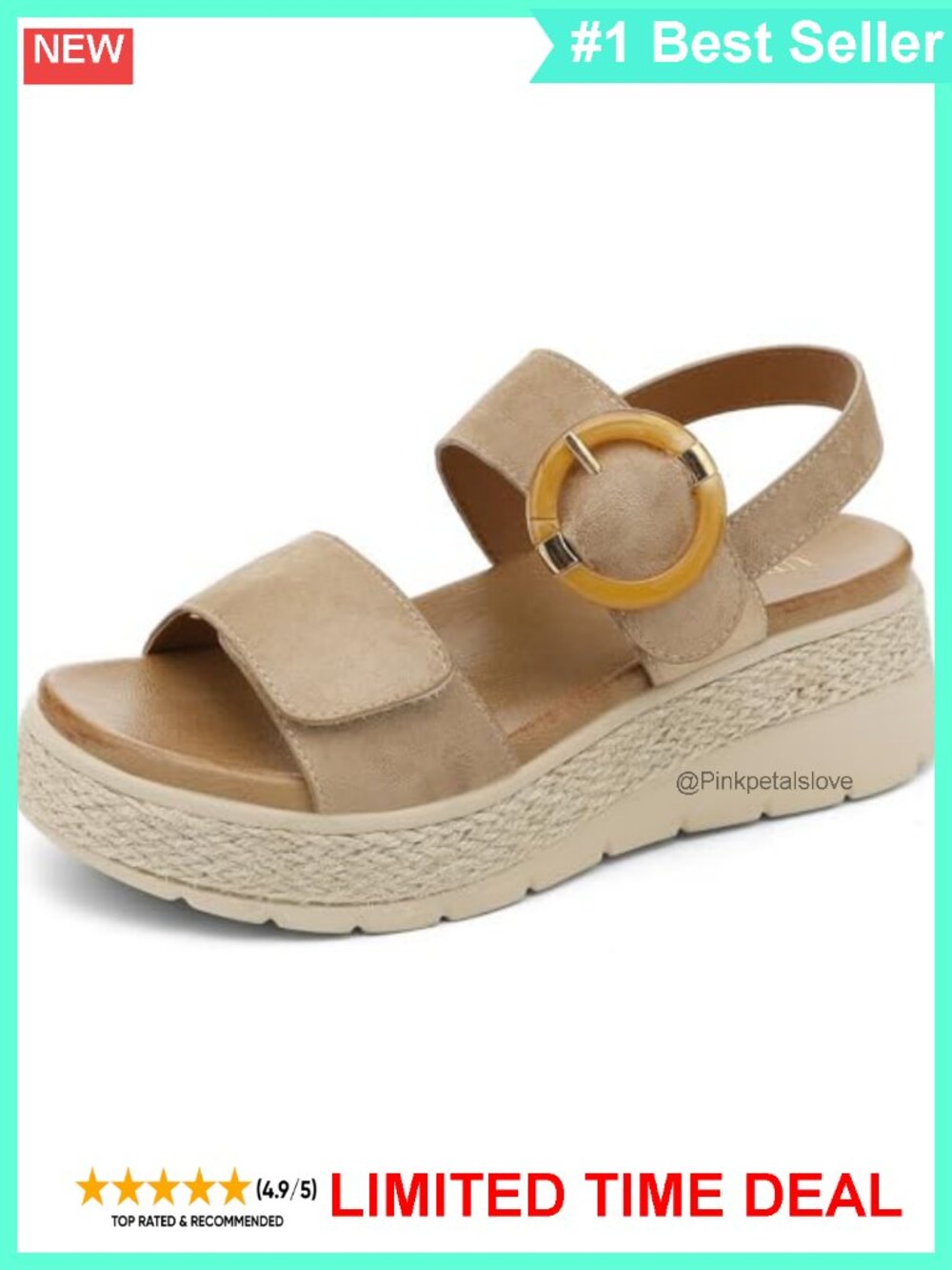 Women's Platform Wedge Sandals with Arch Support & Adjustable Straps